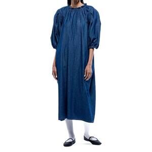 NEW TOIT VOLANT moonrise midi dress in dark indigo